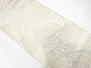 アンティーク　地紙に華紋・花唐草模様織り出し袋帯（材料）